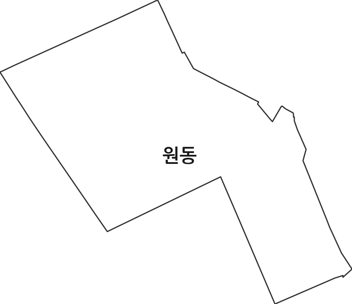 대전광역시 동구 원동 법정동 행정구역 경계 지도