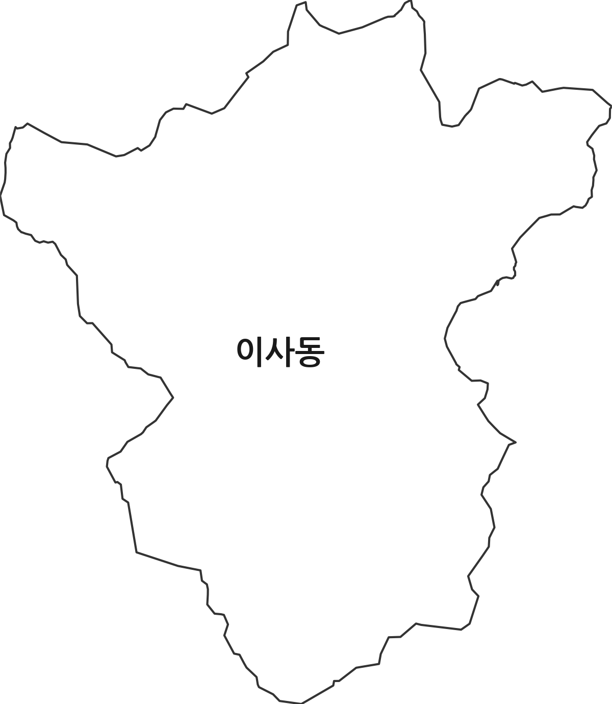 대전광역시 동구 이사동 법정동 행정구역 경계 지도