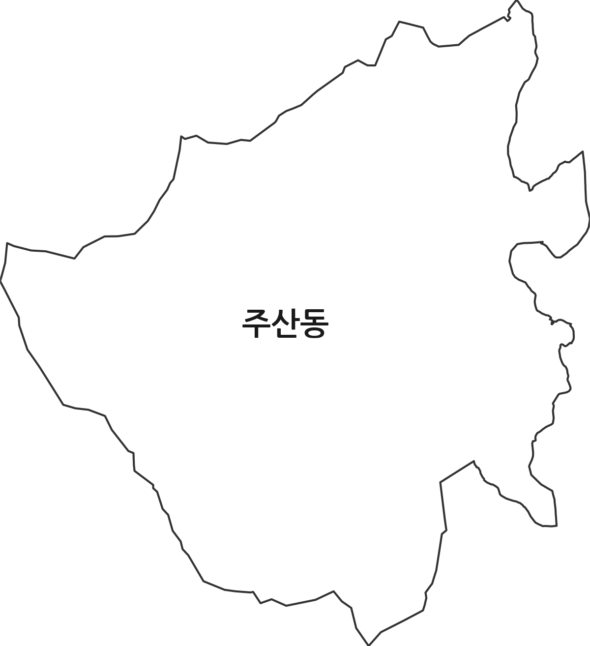 대전광역시 동구 주산동 법정동 행정구역 경계 지도