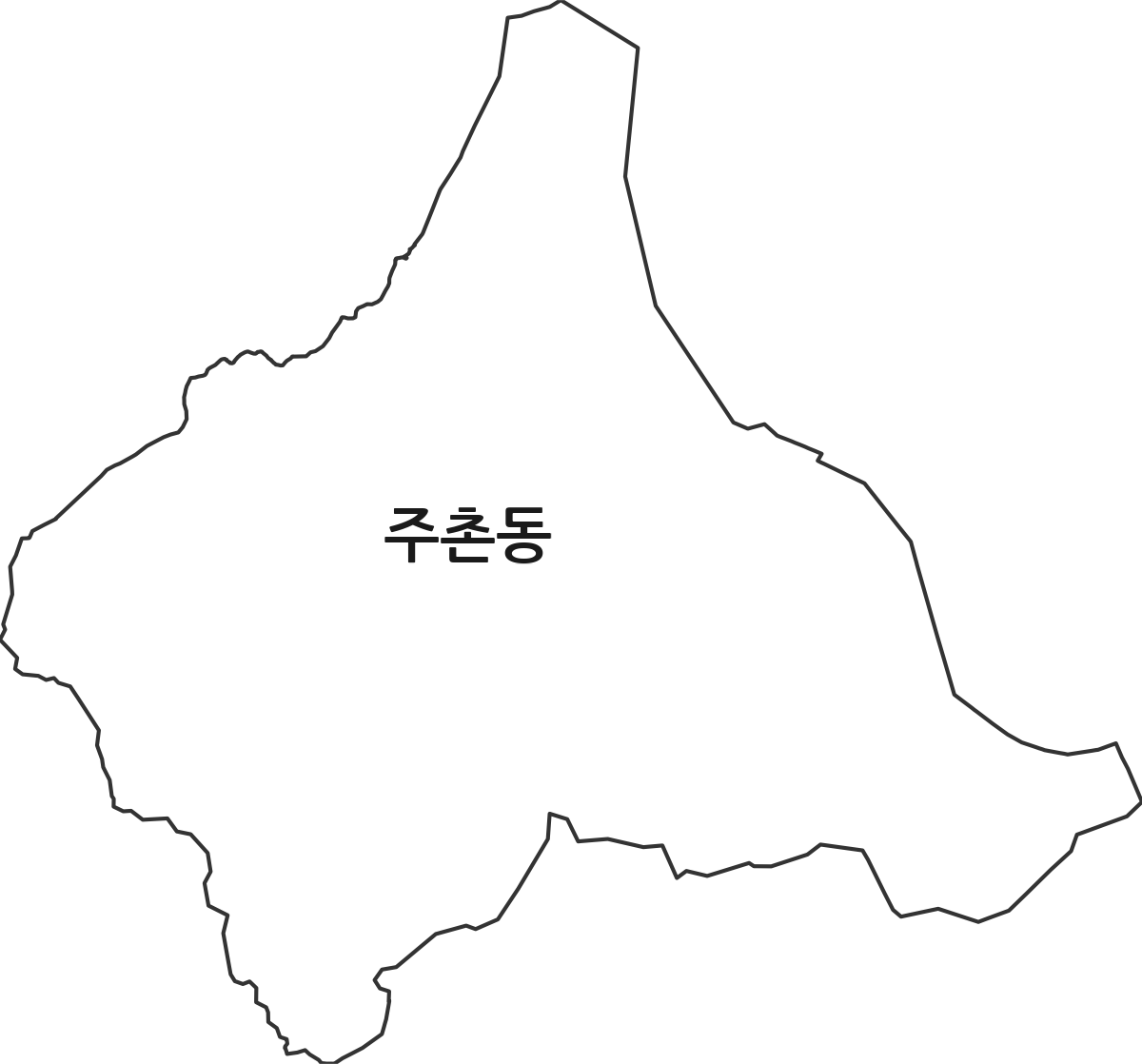 대전광역시 동구 주촌동 법정동 행정구역 경계 지도