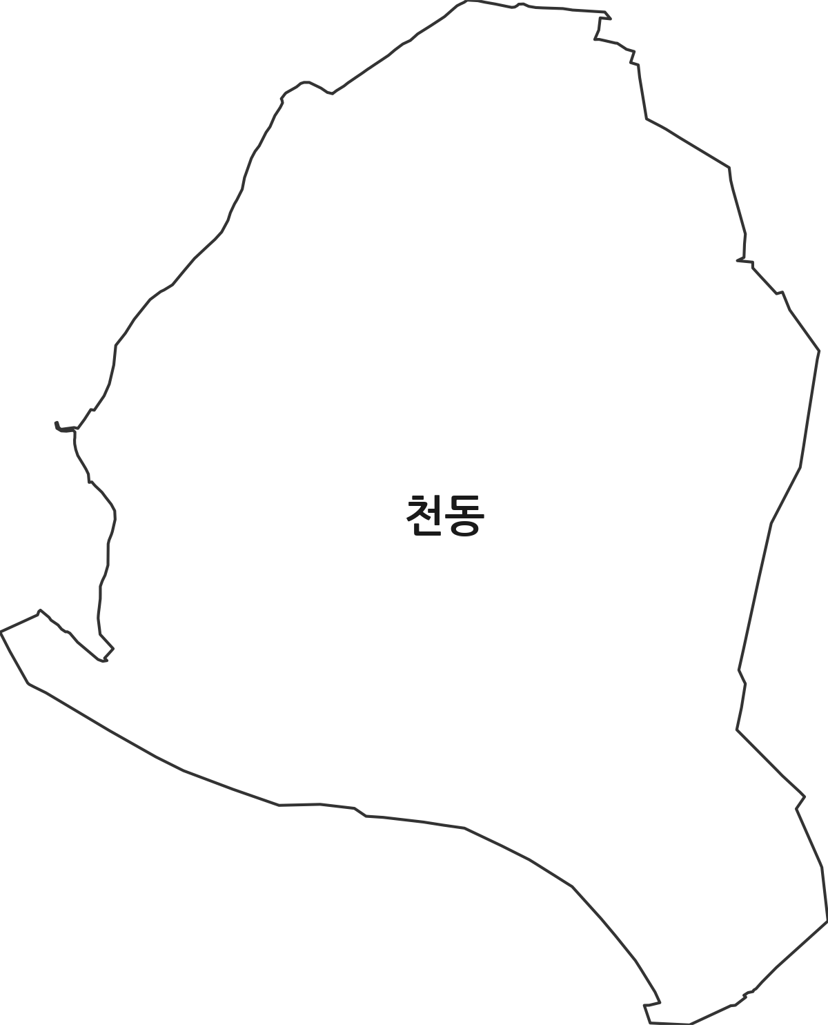 대전광역시 동구 천동 법정동 행정구역 경계 지도