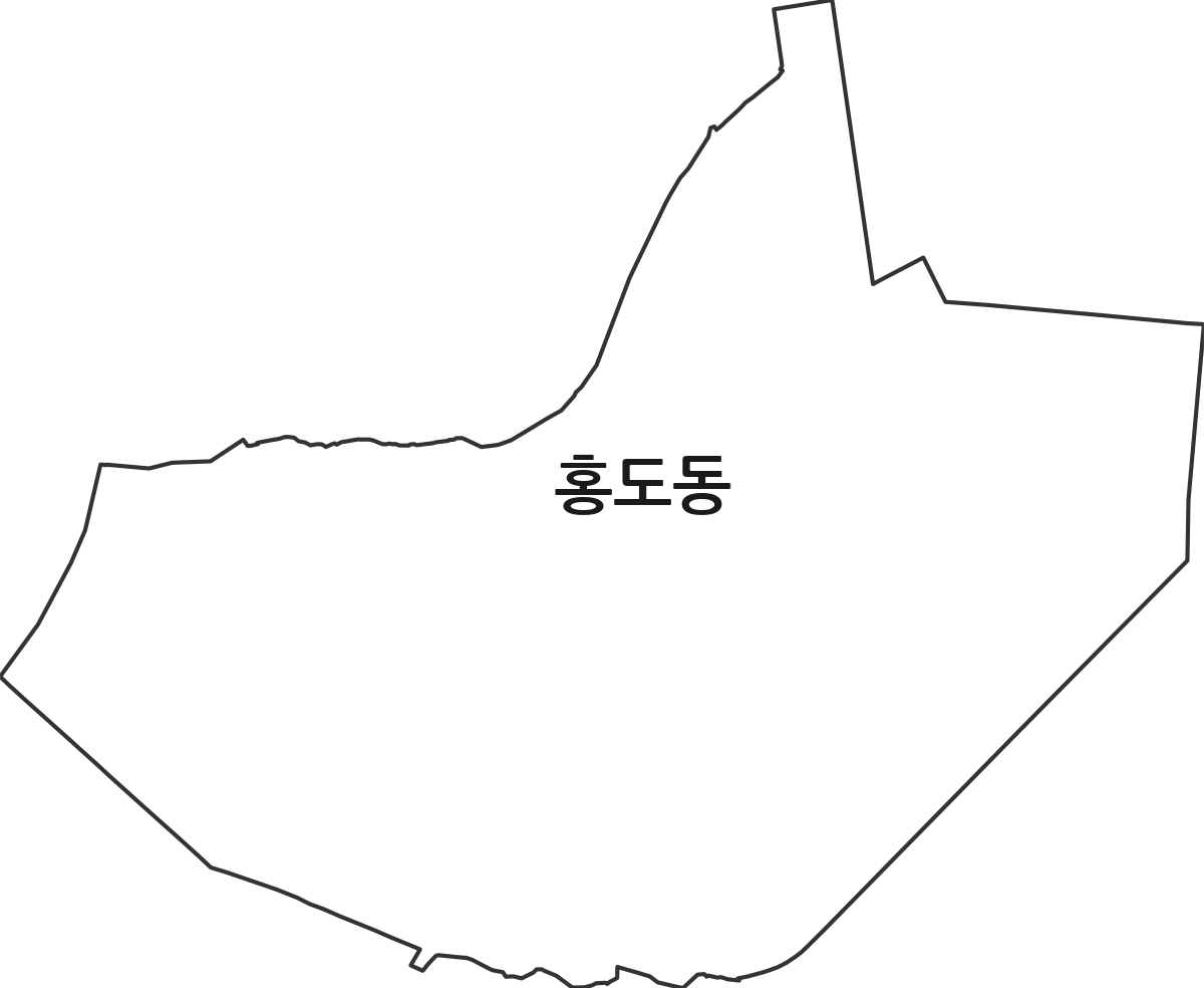 대전광역시 동구 홍도동 법정동 행정구역 경계 지도