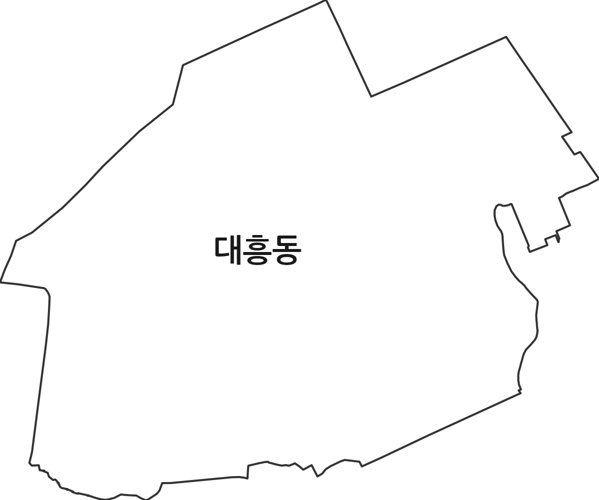 대전광역시 중구 대흥동 행정동 행정구역 경계 지도