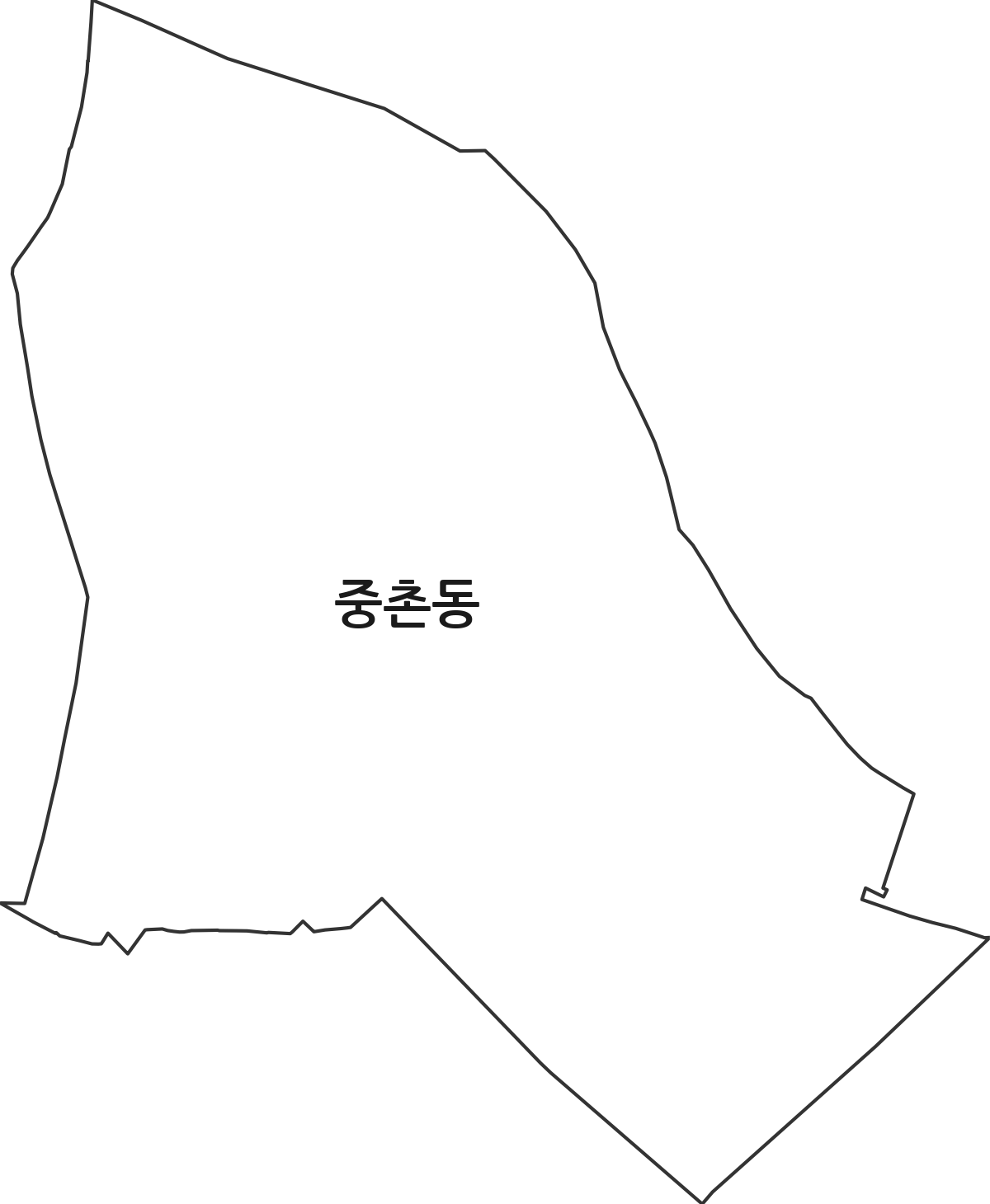 대전광역시 중구 중촌동 행정동 행정구역 경계 지도