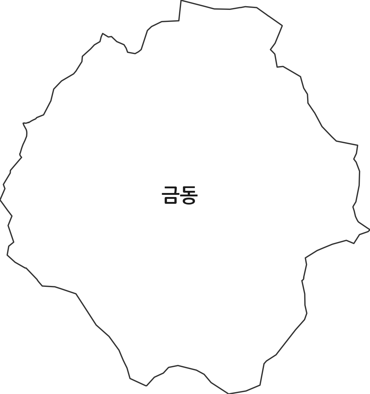대전광역시 중구 금동 법정동 행정구역 경계 지도