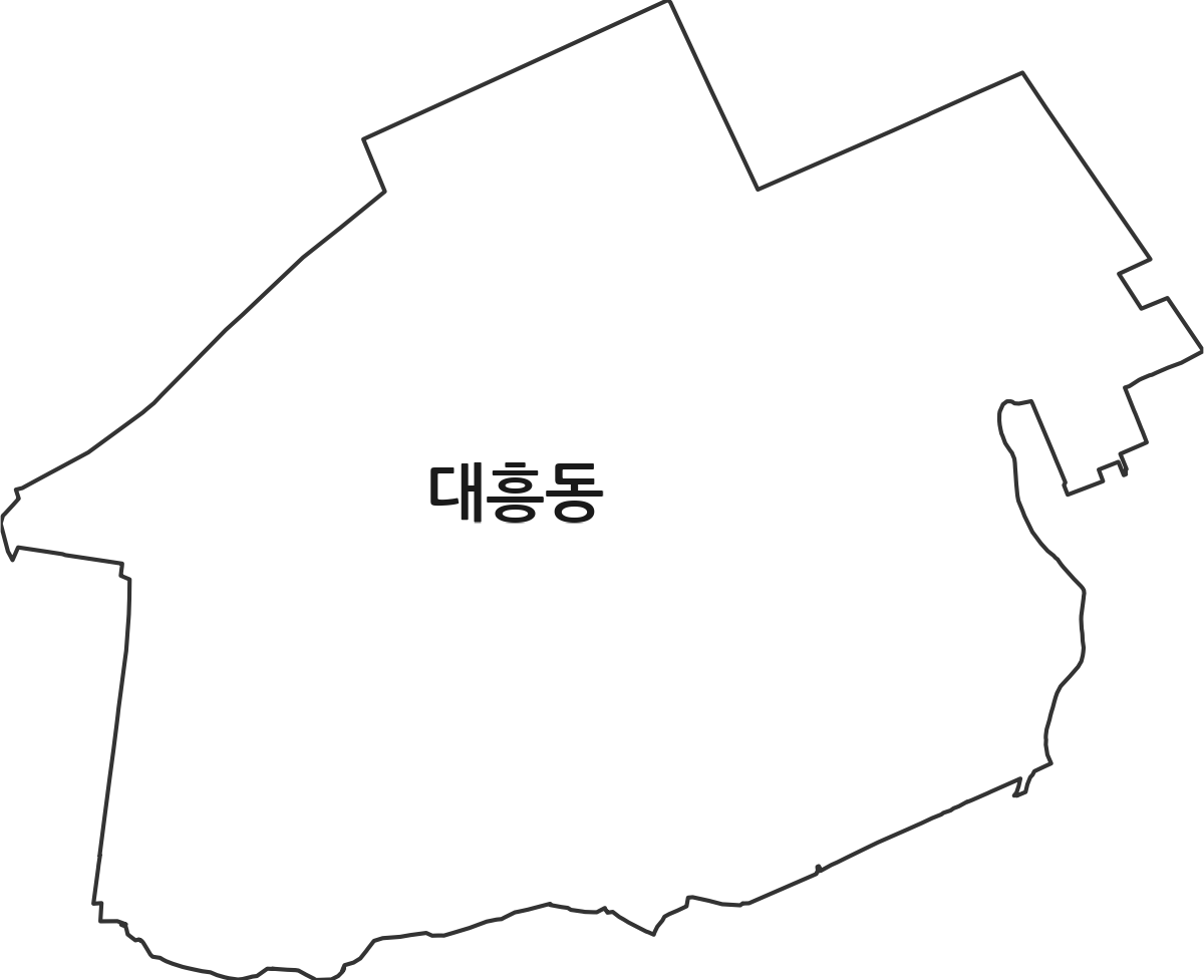 대전광역시 중구 대흥동 법정동 행정구역 경계 지도