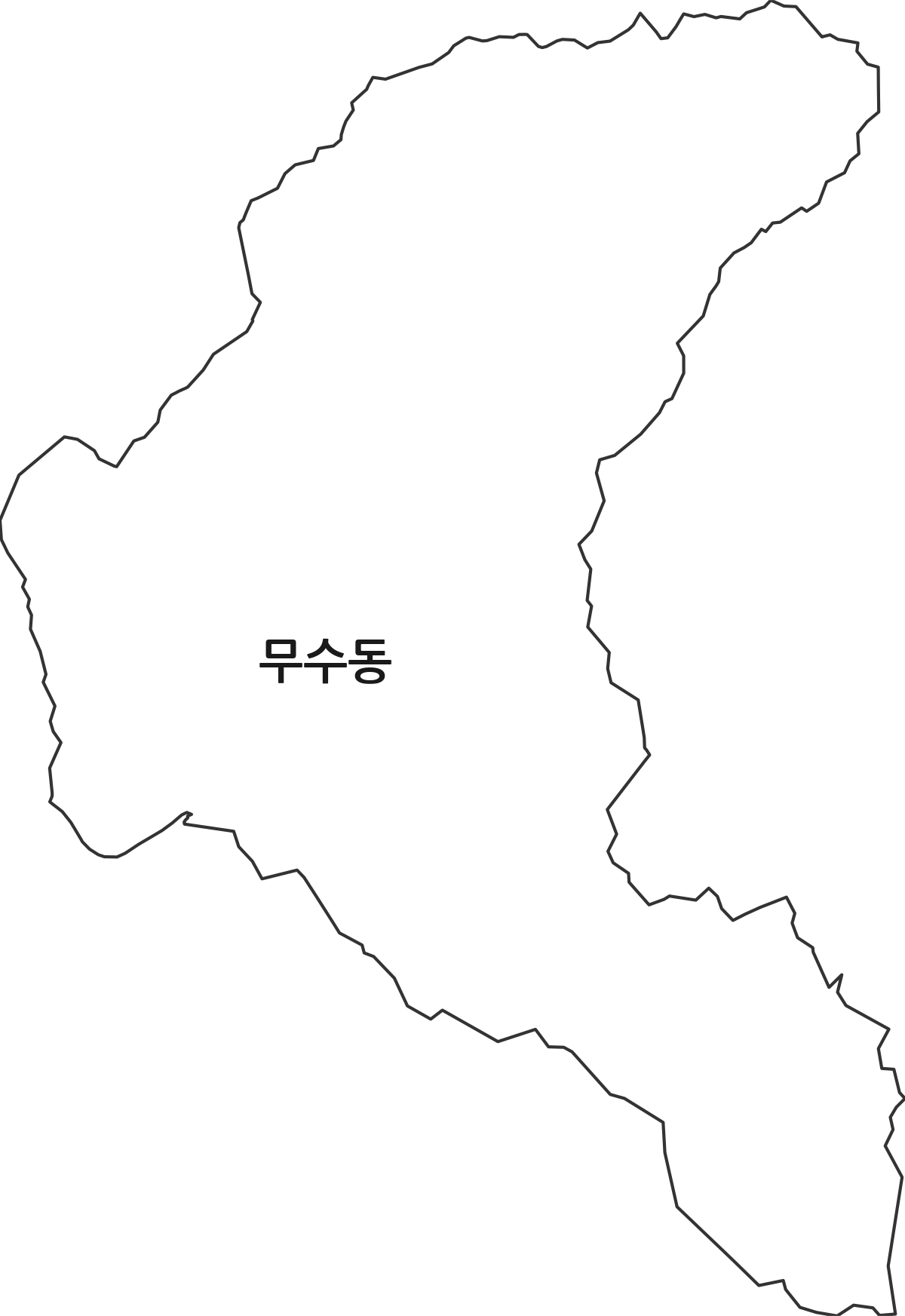 대전광역시 중구 무수동 법정동 행정구역 경계 지도