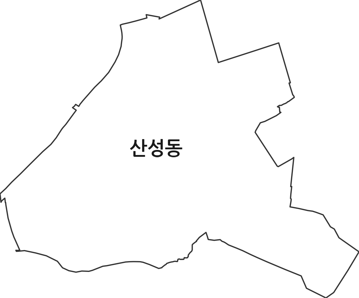 대전광역시 중구 산성동 법정동 행정구역 경계 지도