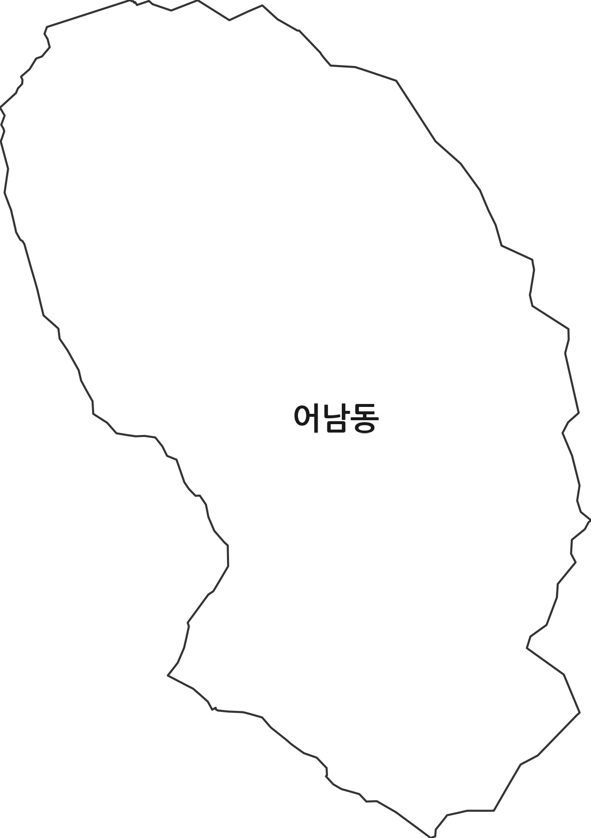 대전광역시 중구 어남동 법정동 행정구역 경계 지도