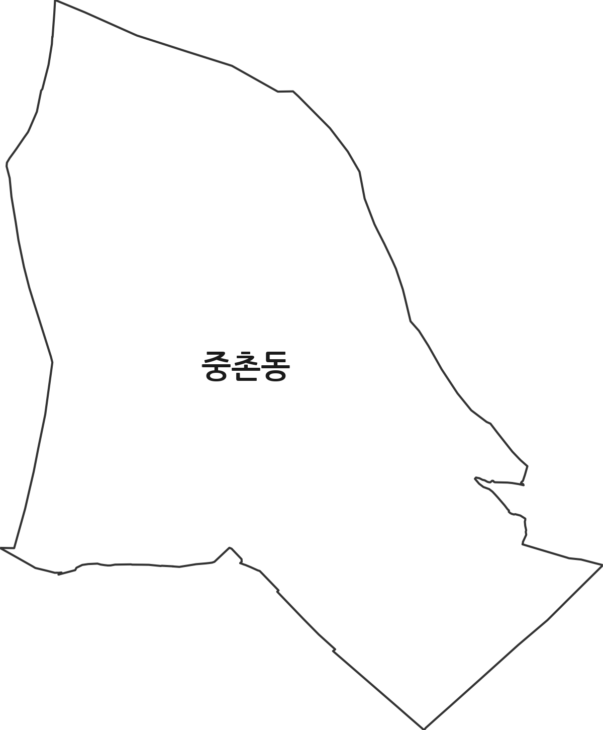 대전광역시 중구 중촌동 법정동 행정구역 경계 지도