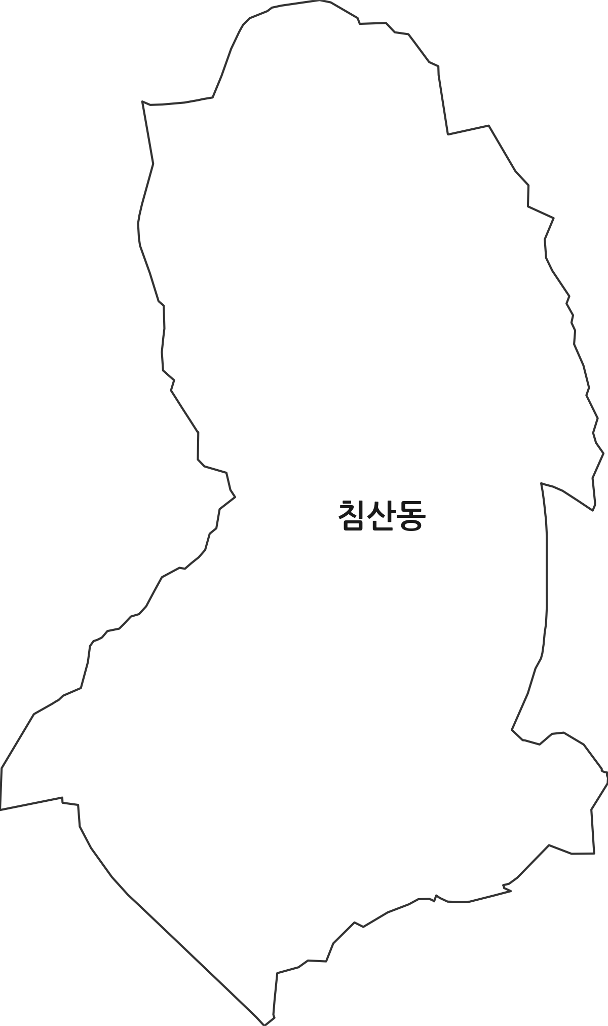 대전광역시 중구 침산동 법정동 행정구역 경계 지도
