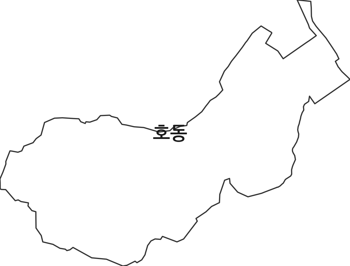 대전광역시 중구 호동 법정동 행정구역 경계 지도