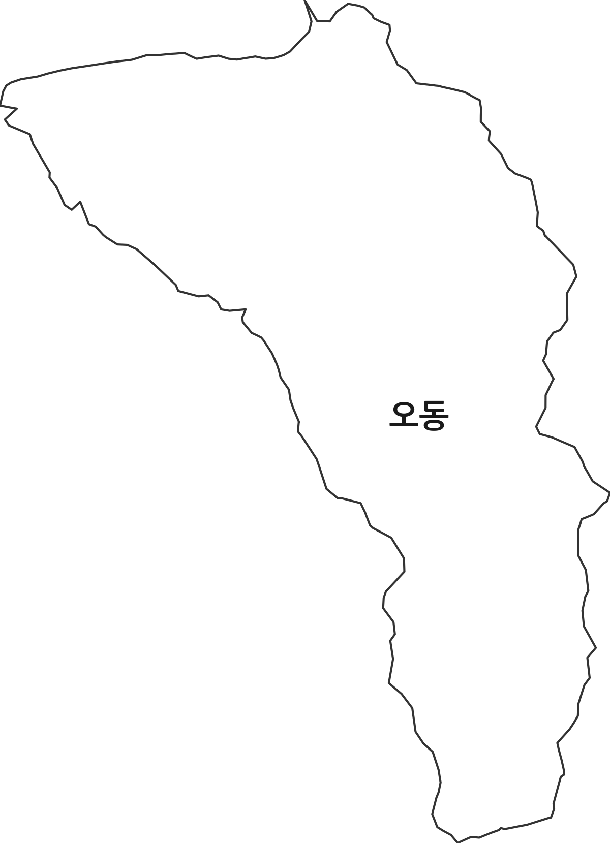 대전광역시 서구 오동 법정동 행정구역 경계 지도