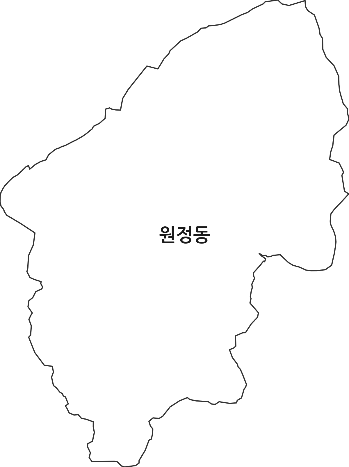 대전광역시 서구 원정동 법정동 행정구역 경계 지도