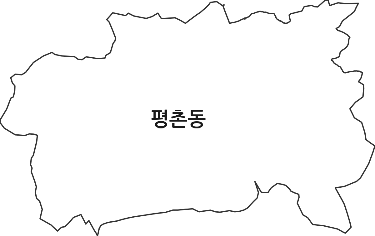 대전광역시 서구 평촌동 법정동 행정구역 경계 지도