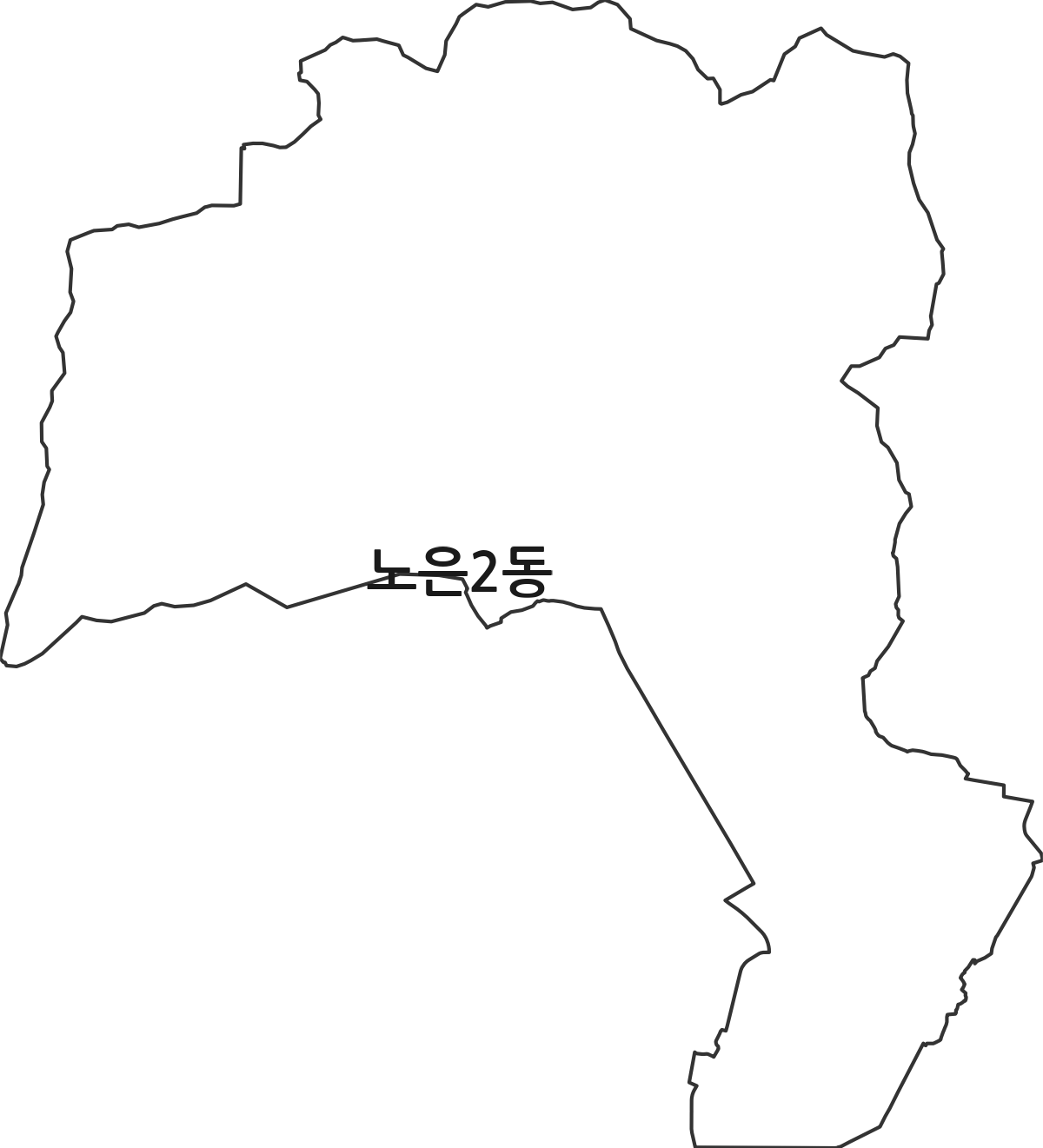 대전광역시 유성구 노은2동 행정동 행정구역 경계 지도