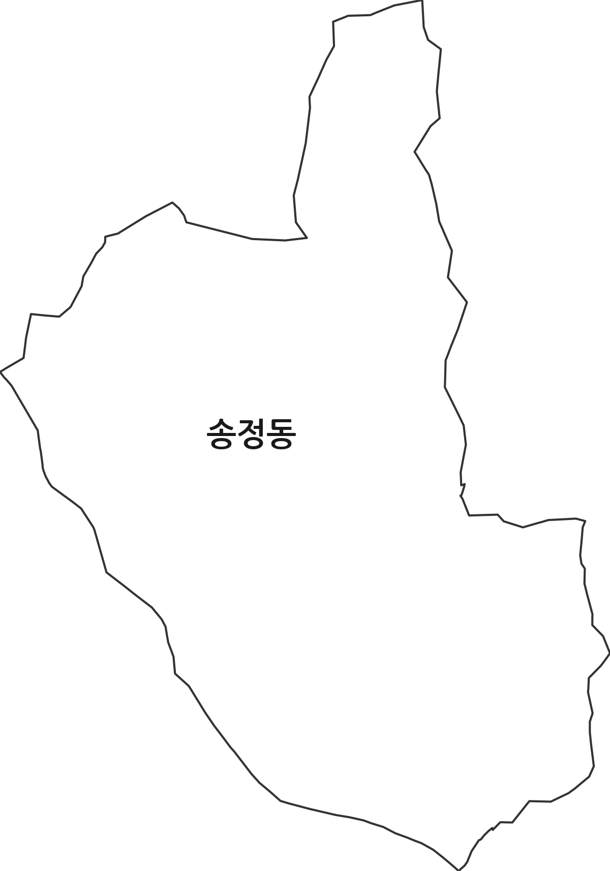 대전광역시 유성구 송정동 법정동 행정구역 경계 지도
