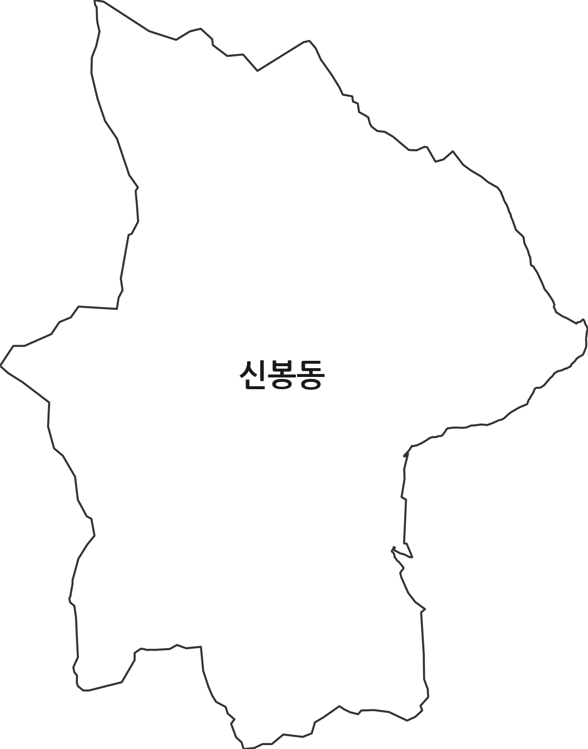 대전광역시 유성구 신봉동 법정동 행정구역 경계 지도