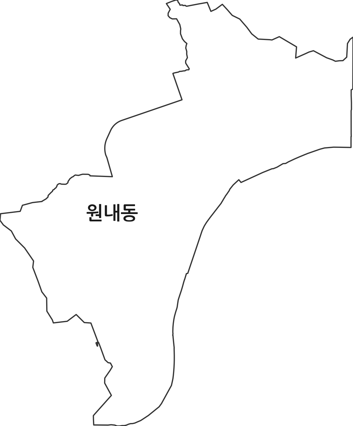 대전광역시 유성구 원내동 법정동 행정구역 경계 지도