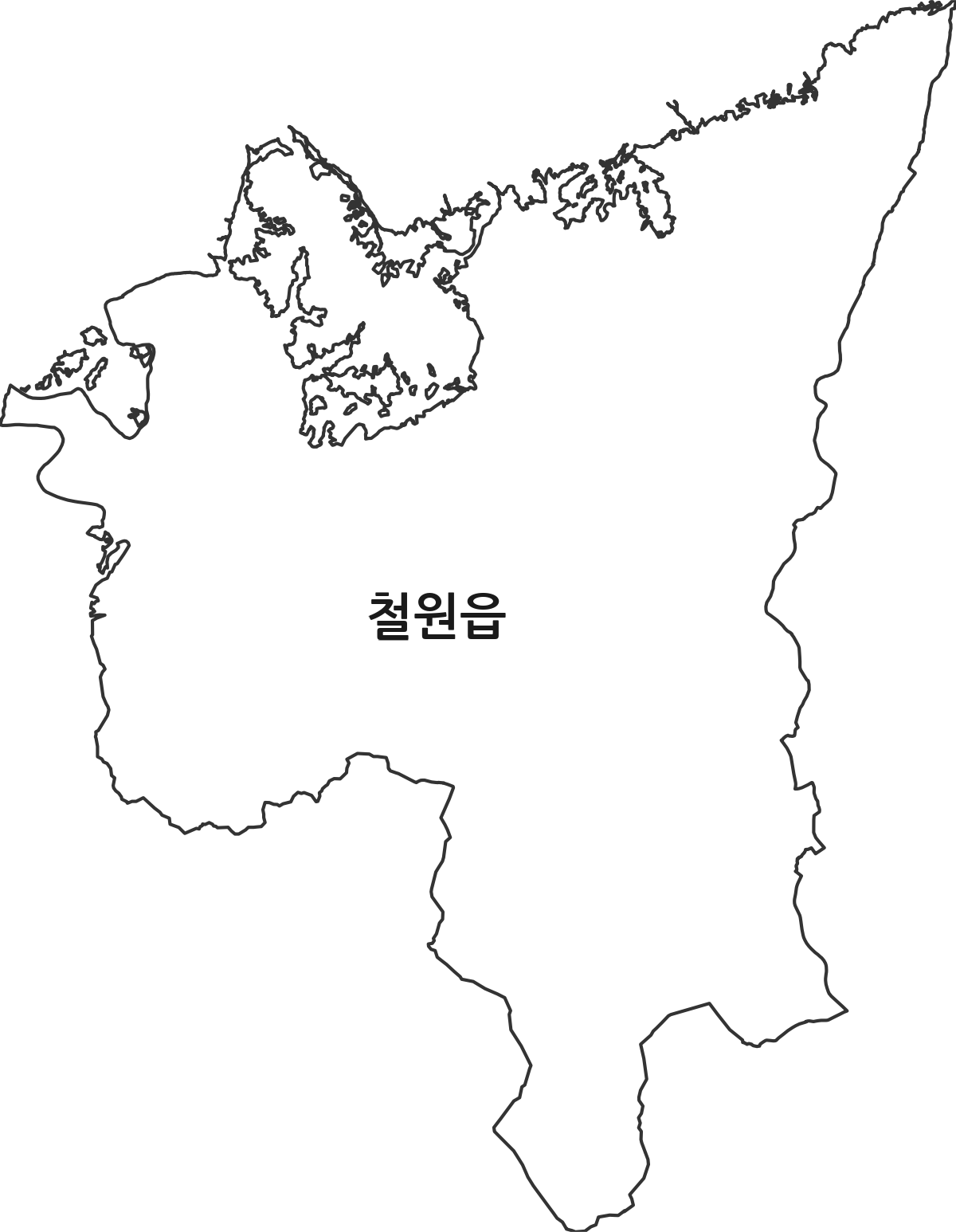 강원특별자치도 철원군 철원읍 행정동 행정구역 경계 지도