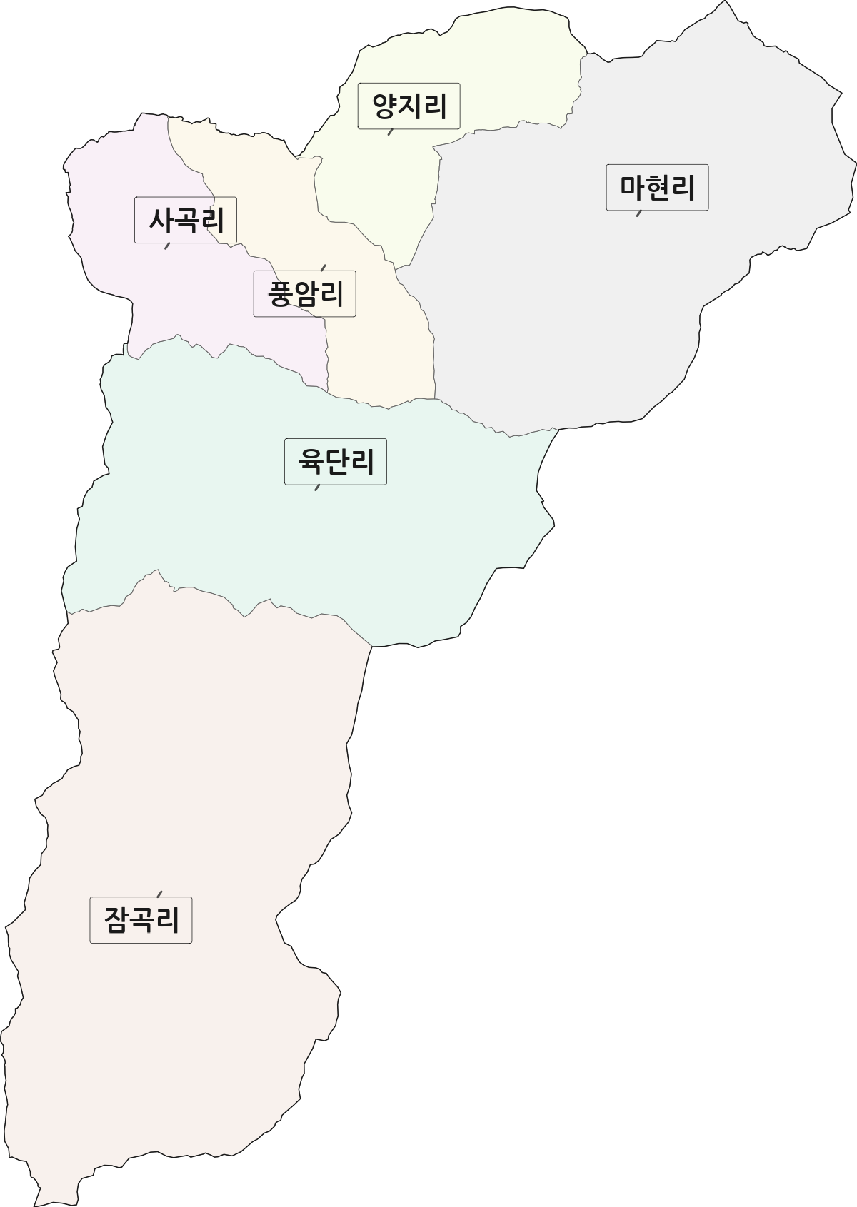 강원특별자치도 철원군 근남면 법정동 리 구분 행정구역 경계 지도