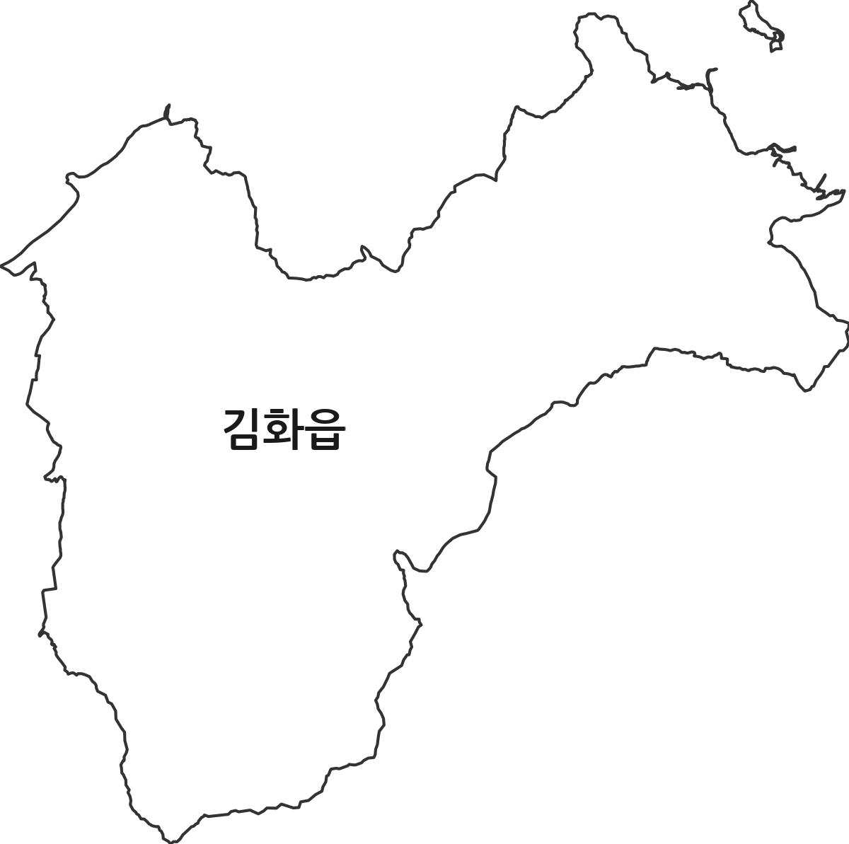 강원특별자치도 철원군 김화읍 법정동 행정구역 경계 지도