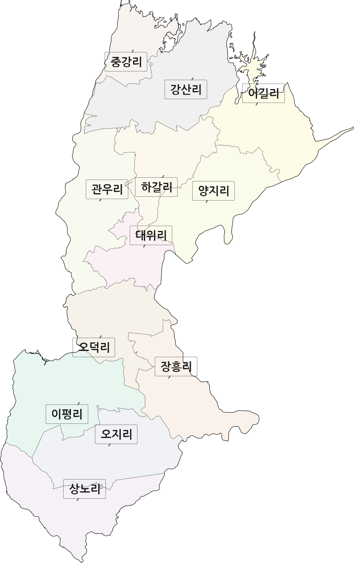 강원특별자치도 철원군 동송읍 법정동 리 구분 행정구역 경계 지도
