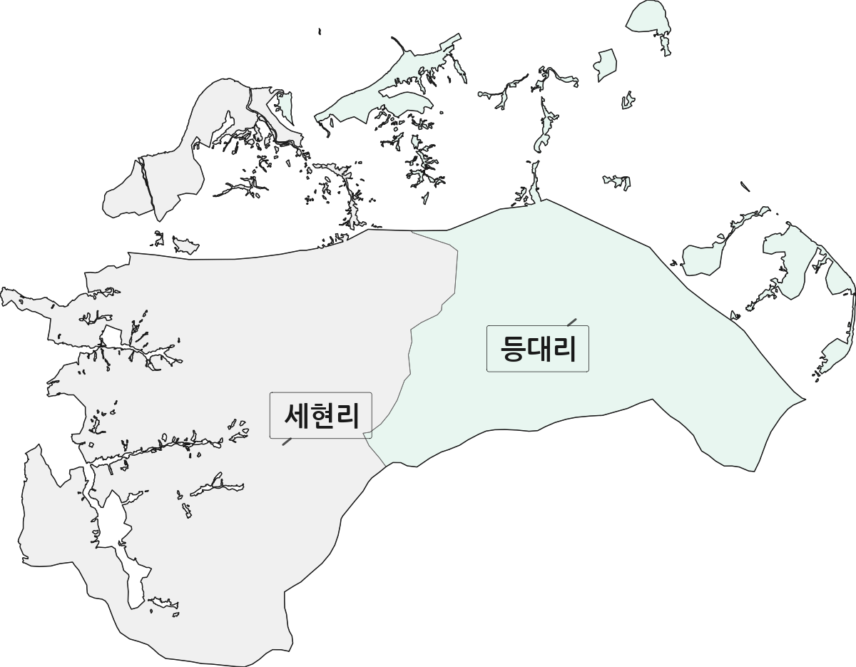 강원특별자치도 철원군 원동면 법정동 리 구분 행정구역 경계 지도