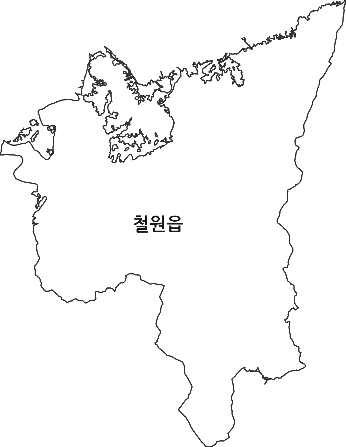 강원특별자치도 철원군 철원읍 법정동 행정구역 경계 지도
