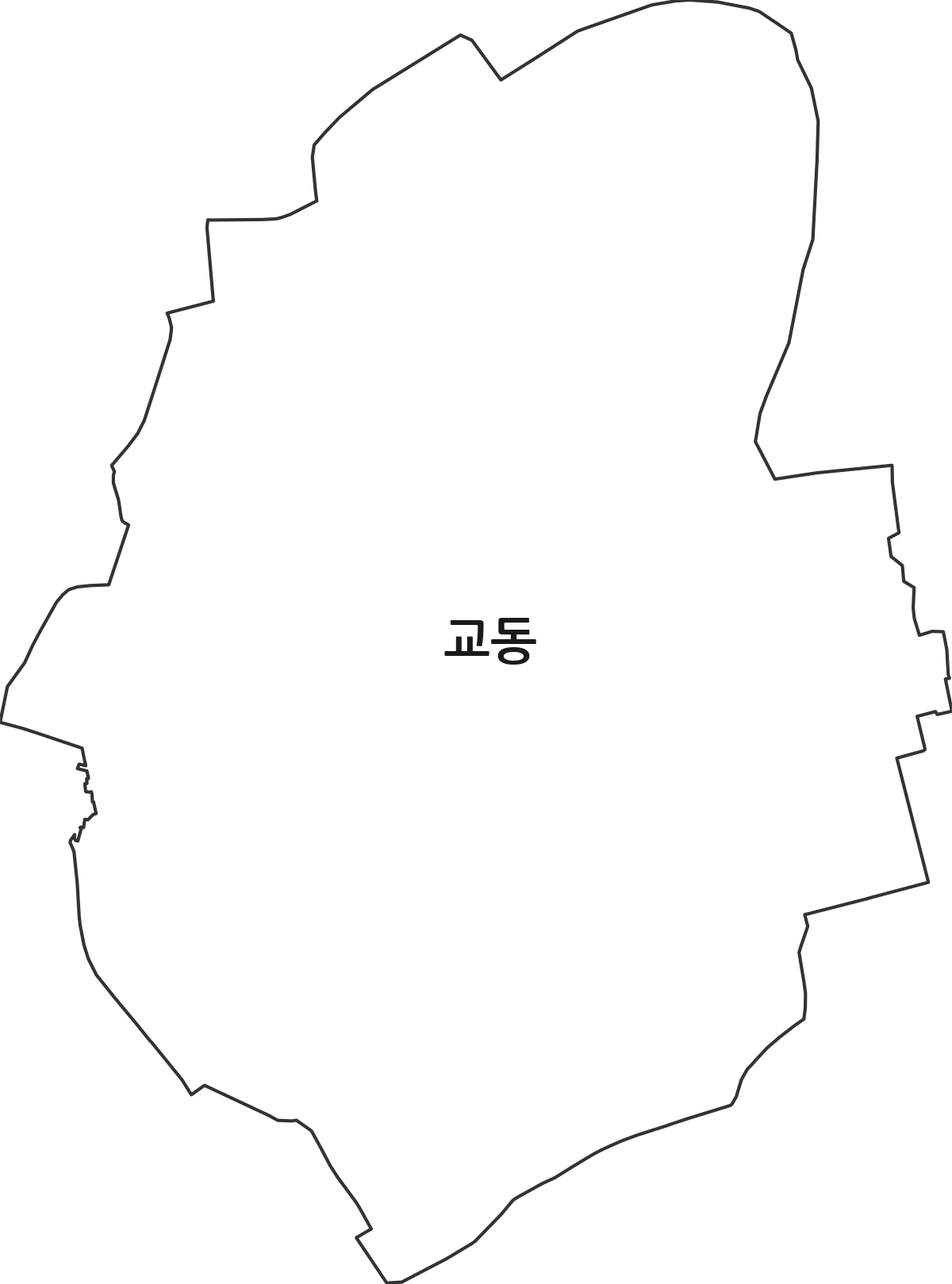 강원특별자치도 춘천시 교동 행정동 행정구역 경계 지도