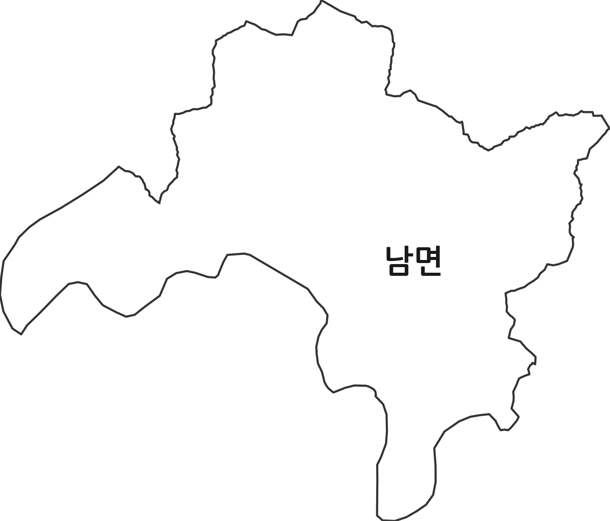 강원특별자치도 춘천시 남면 행정동 행정구역 경계 지도