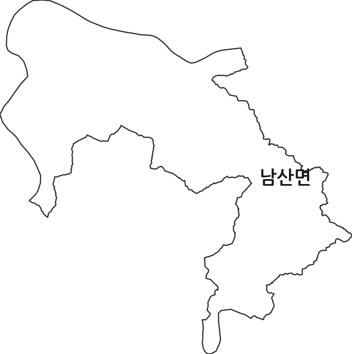 강원특별자치도 춘천시 남산면 행정동 행정구역 경계 지도