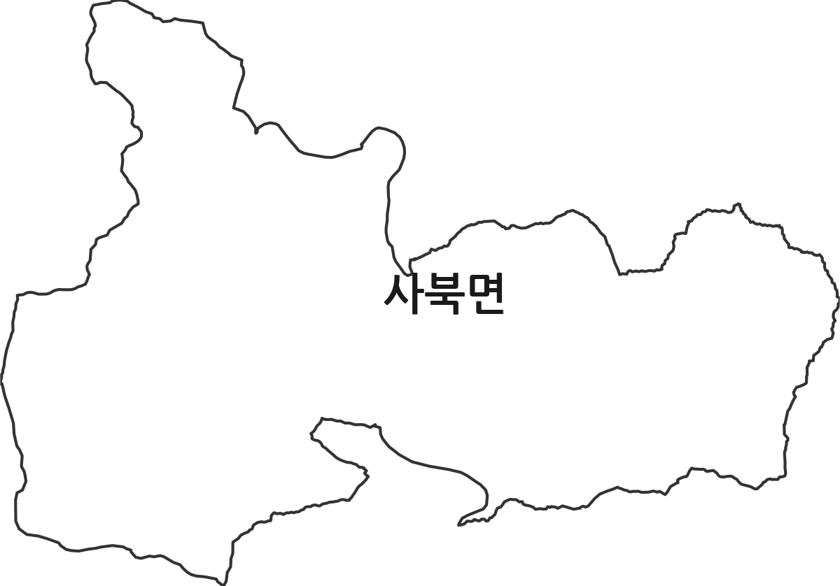 강원특별자치도 춘천시 사북면 행정동 행정구역 경계 지도