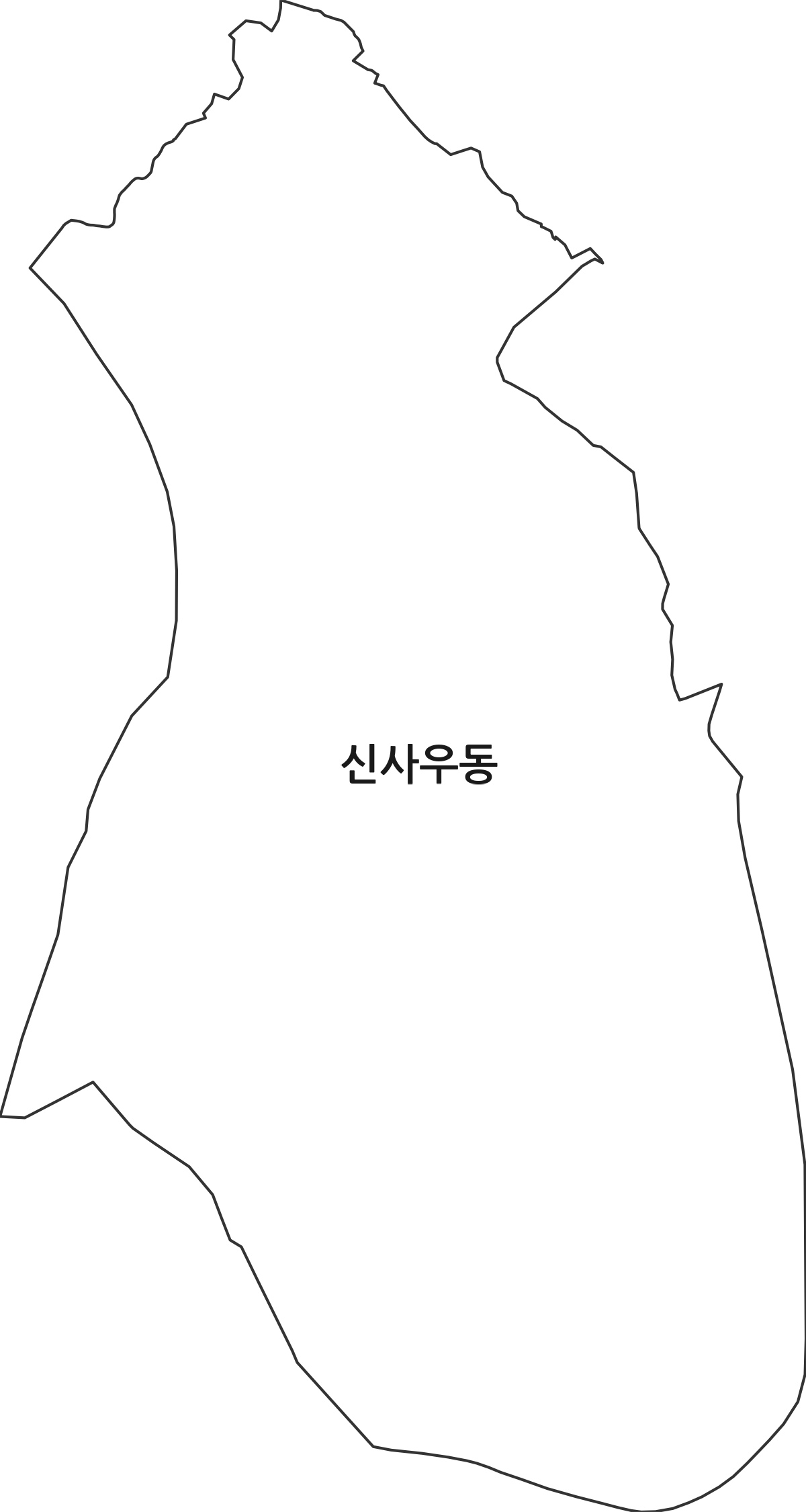 강원특별자치도 춘천시 신사우동 행정동 행정구역 경계 지도