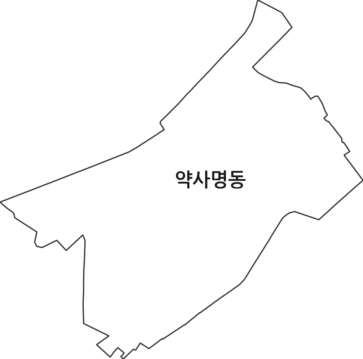 강원특별자치도 춘천시 약사명동 행정동 행정구역 경계 지도
