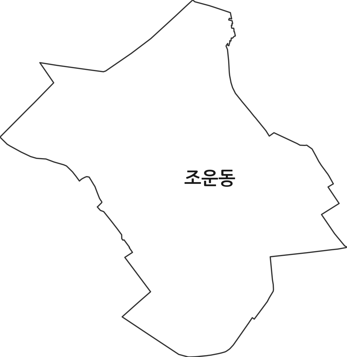 강원특별자치도 춘천시 조운동 행정동 행정구역 경계 지도