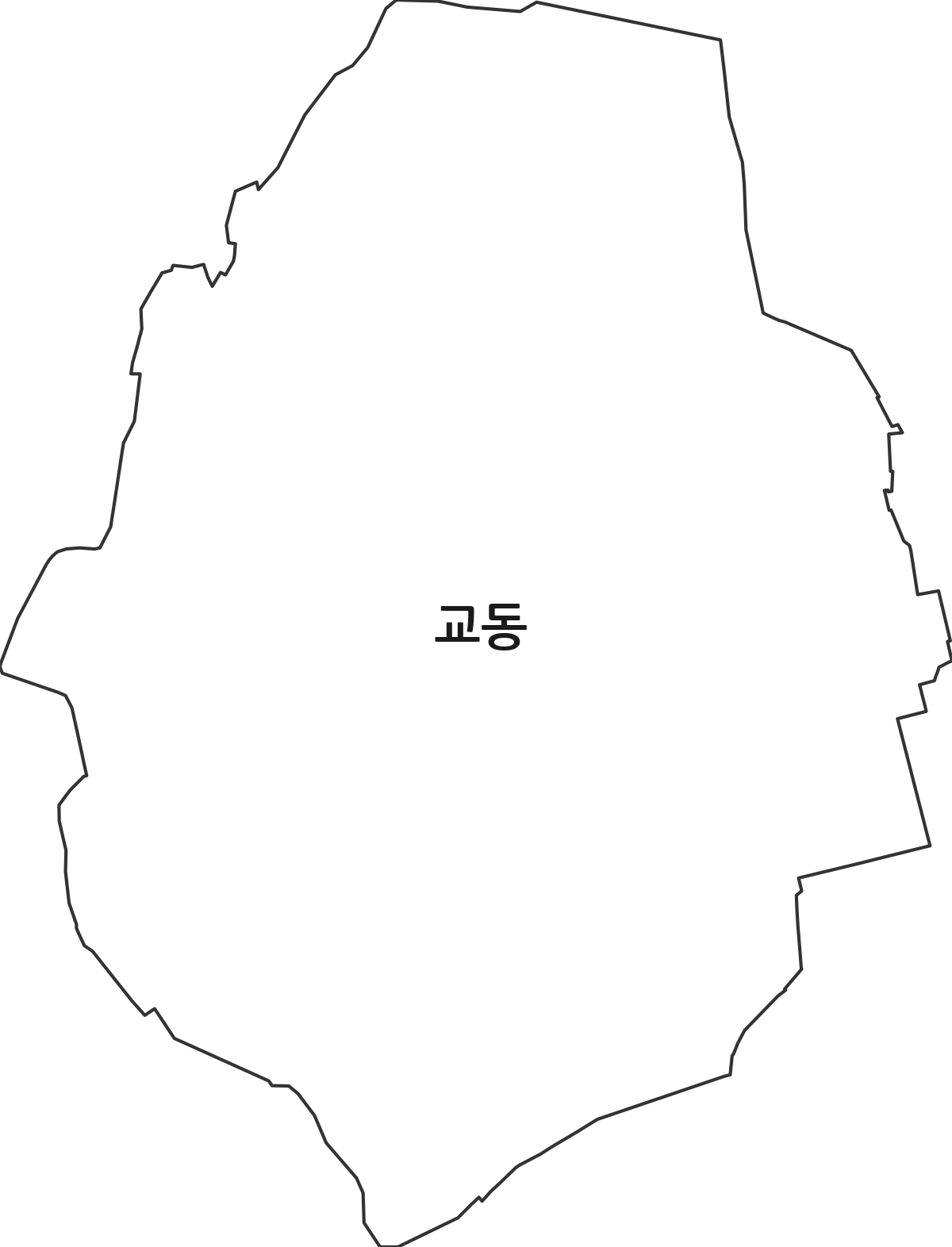 강원특별자치도 춘천시 교동 법정동 행정구역 경계 지도