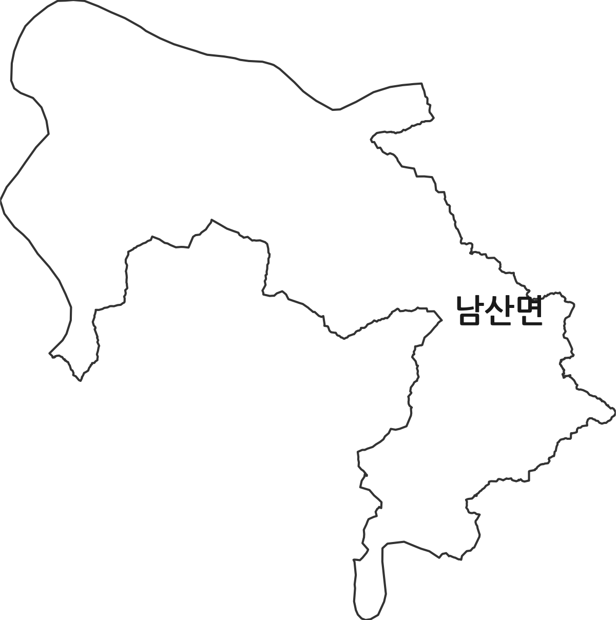강원특별자치도 춘천시 남산면 법정동 행정구역 경계 지도