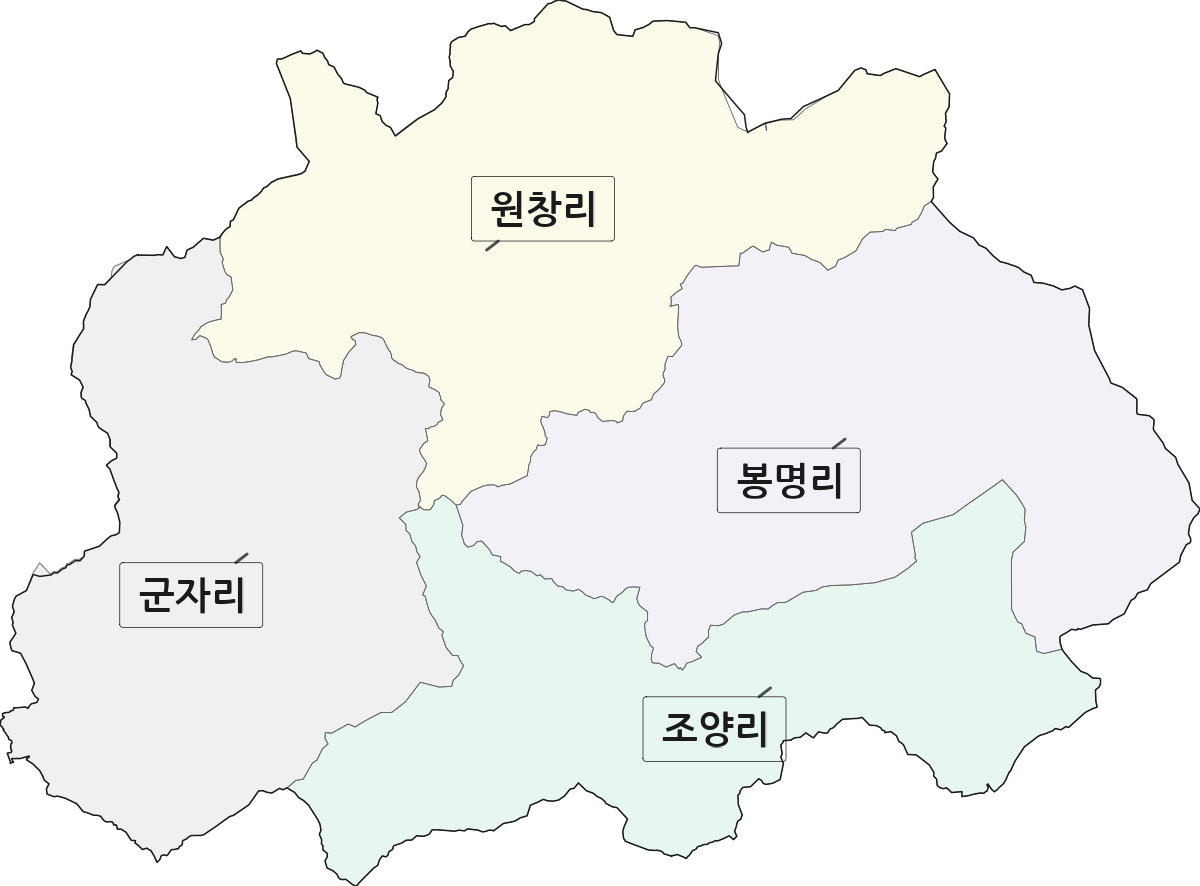 강원특별자치도 춘천시 동산면 법정동 리 구분 행정구역 경계 지도