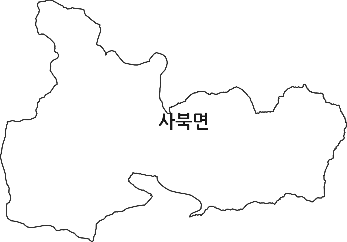 강원특별자치도 춘천시 사북면 법정동 행정구역 경계 지도