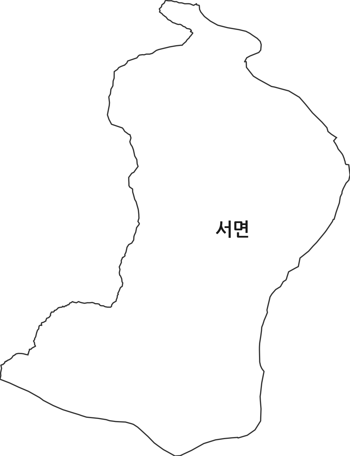 강원특별자치도 춘천시 서면 법정동 행정구역 경계 지도