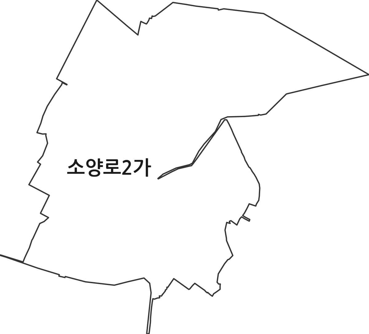 강원특별자치도 춘천시 소양로2가 법정동 행정구역 경계 지도