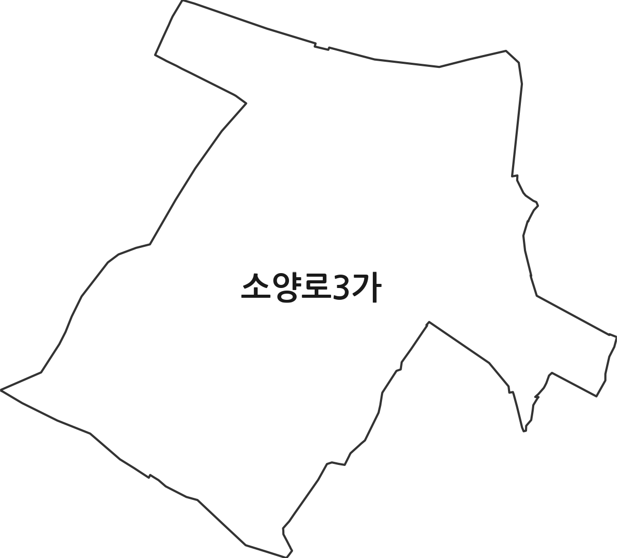 강원특별자치도 춘천시 소양로3가 법정동 행정구역 경계 지도