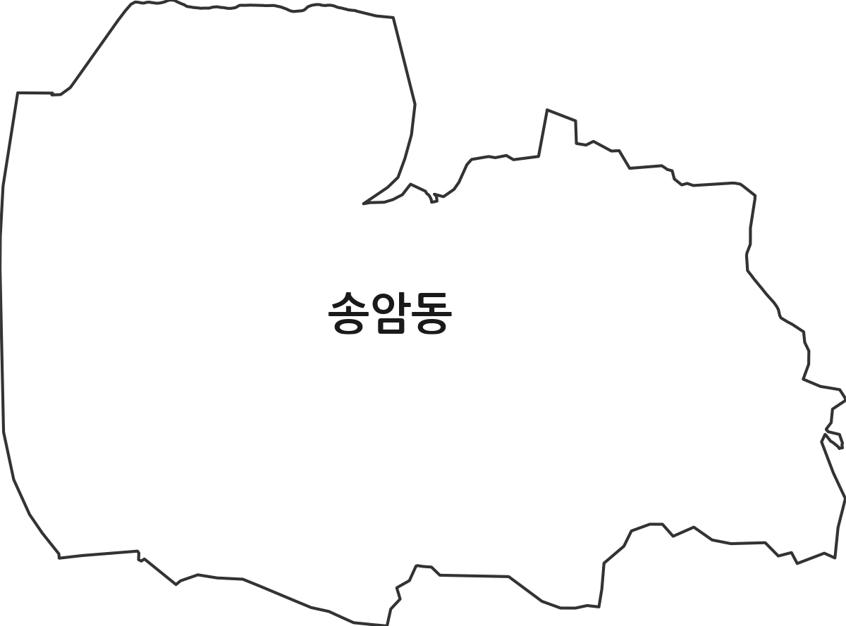 강원특별자치도 춘천시 송암동 법정동 행정구역 경계 지도