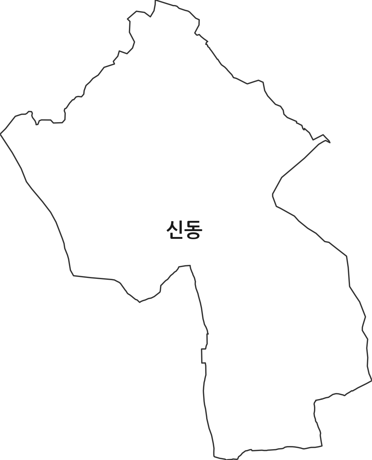 강원특별자치도 춘천시 신동 법정동 행정구역 경계 지도