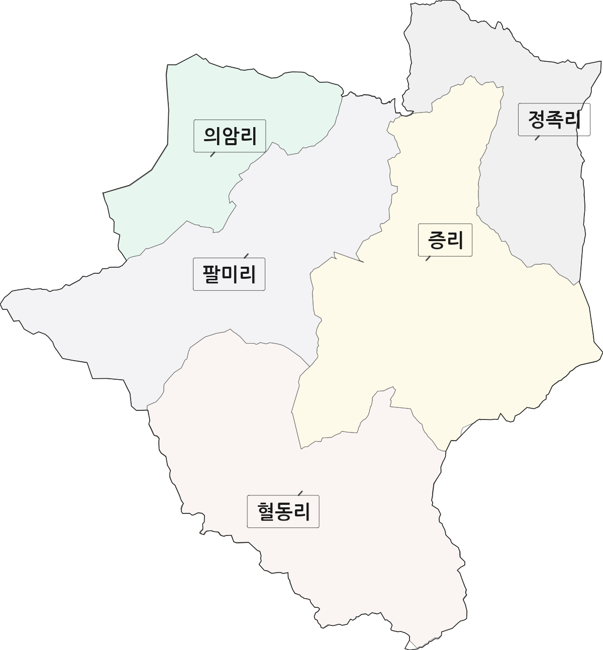 강원특별자치도 춘천시 신동면 법정동 리 구분 행정구역 경계 지도