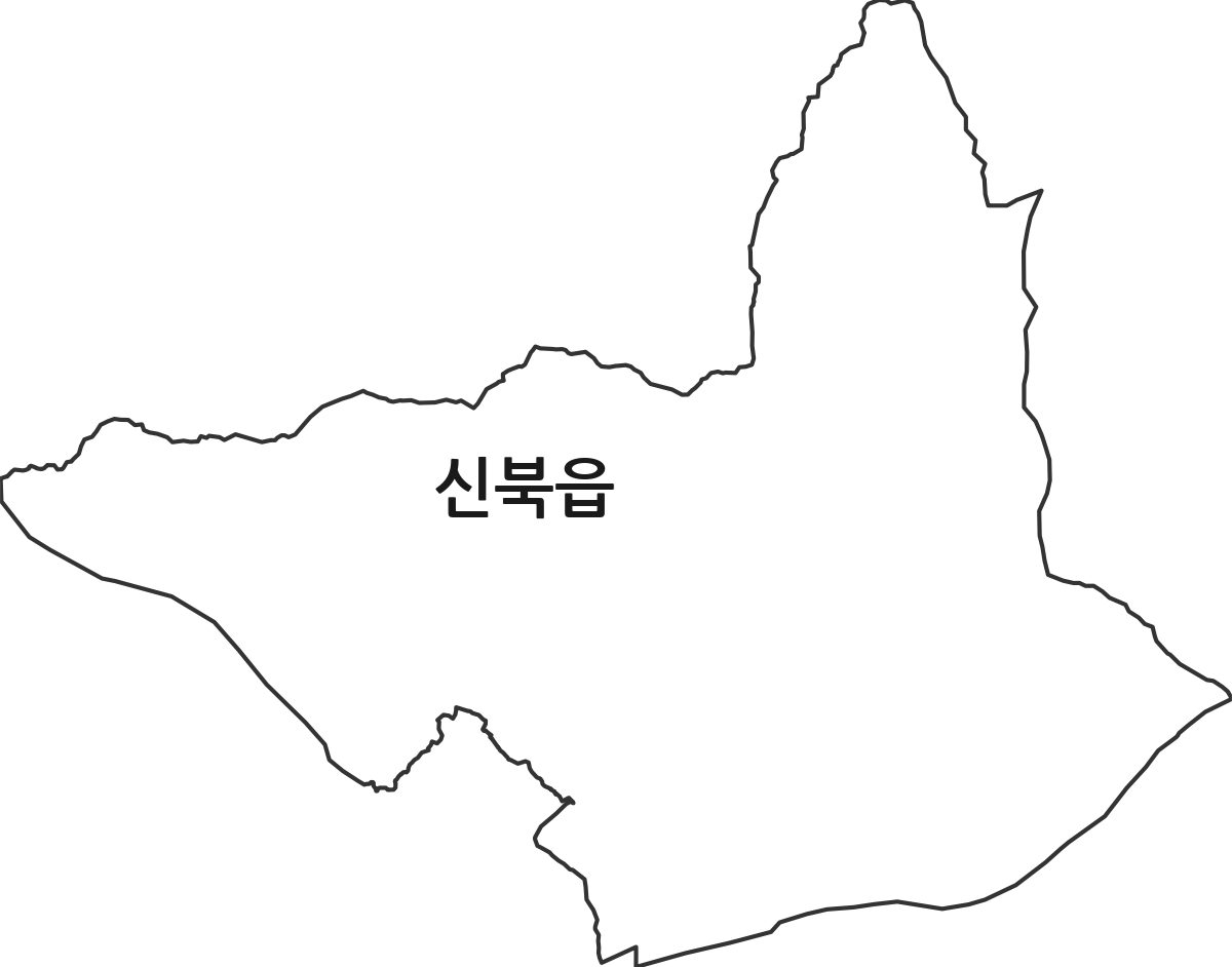 강원특별자치도 춘천시 신북읍 법정동 행정구역 경계 지도