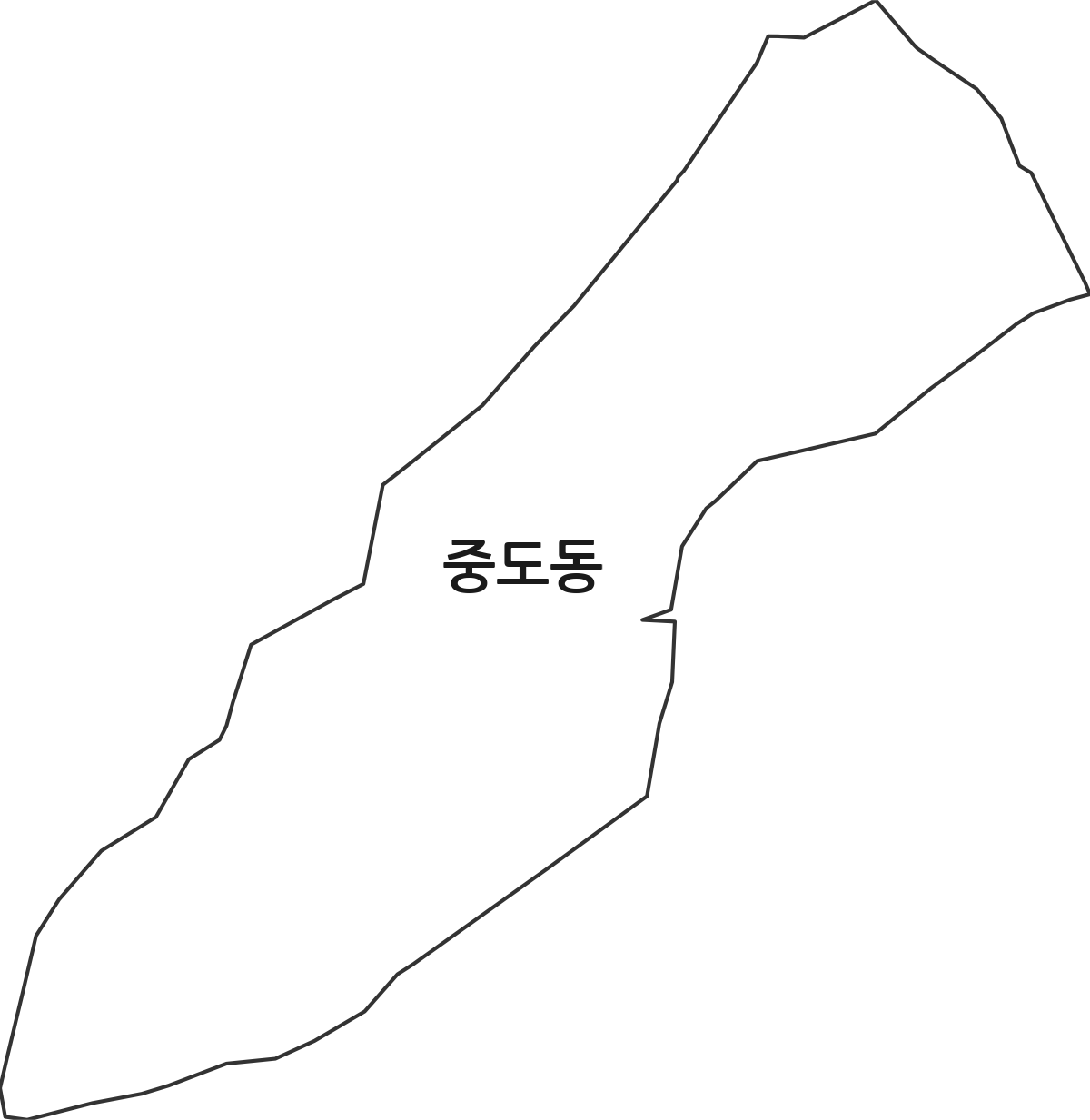 강원특별자치도 춘천시 중도동 법정동 행정구역 경계 지도