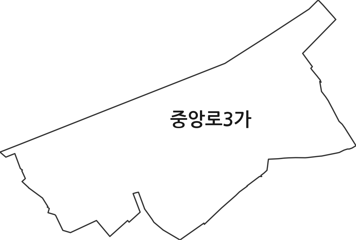강원특별자치도 춘천시 중앙로3가 법정동 행정구역 경계 지도