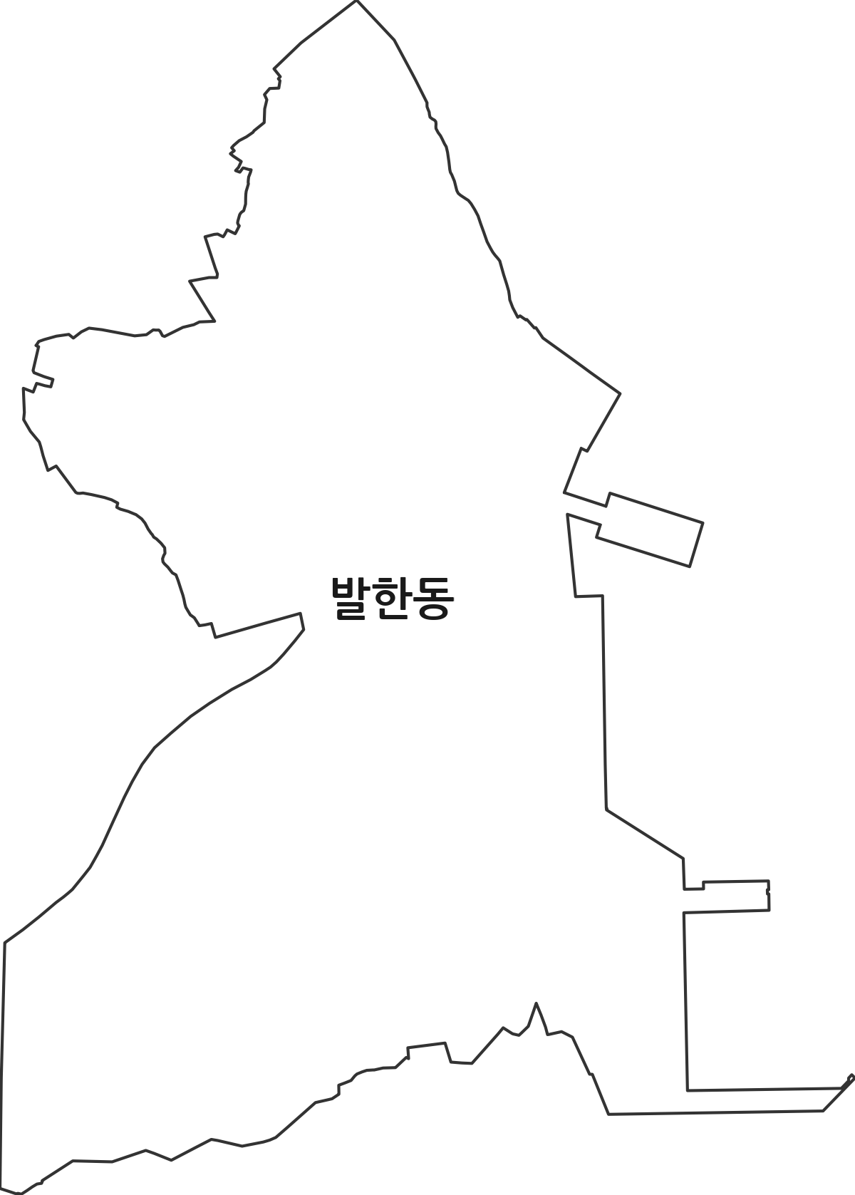 강원특별자치도 동해시 발한동 행정동 행정구역 경계 지도